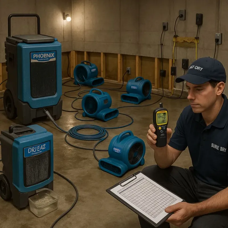 Structural Drying and Dehumidification process in Edwards Air Force Base, CA
